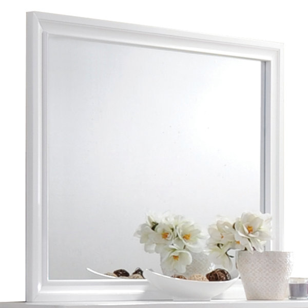 white framed mirror